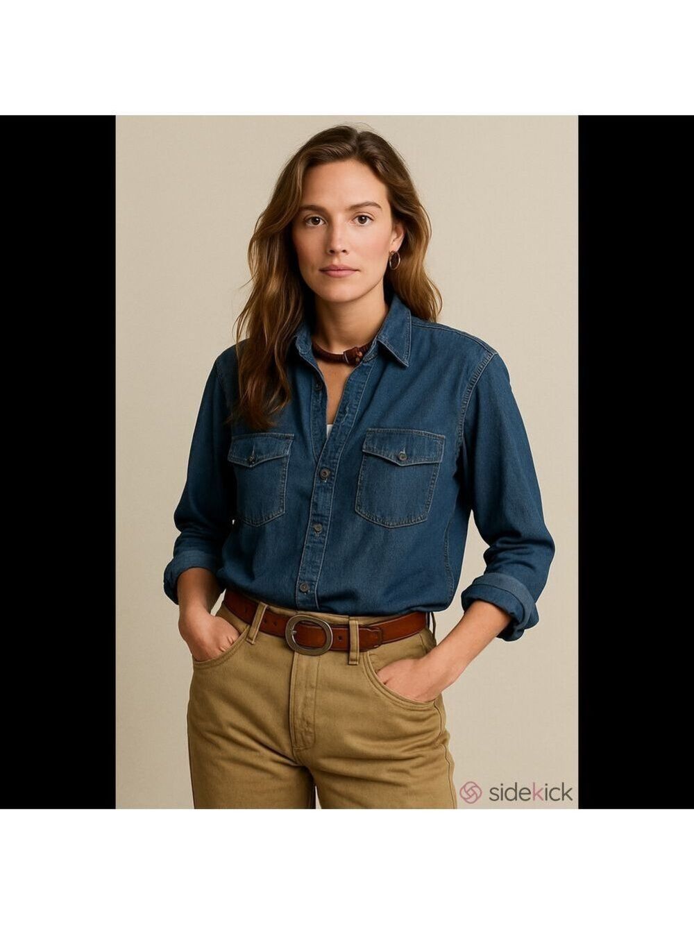 Lee Classic Denim Button-Up Shirt in Dark Blue- Western